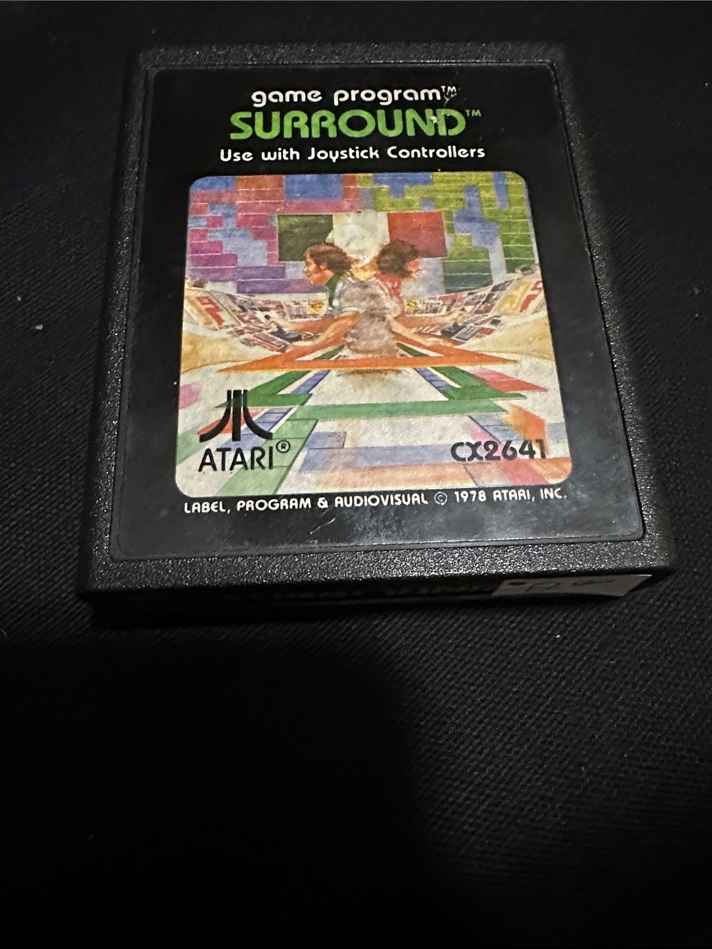 Vintage Atari Surround CX264 Vintage Game Cartridge Black with Multicolor Label